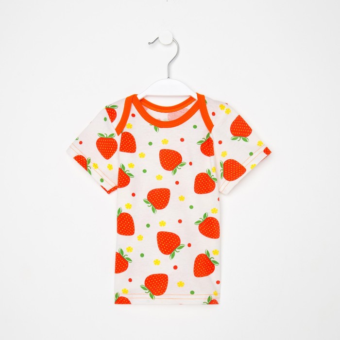 

Футболка для девочки, цвет молочный/клубника, рост 80