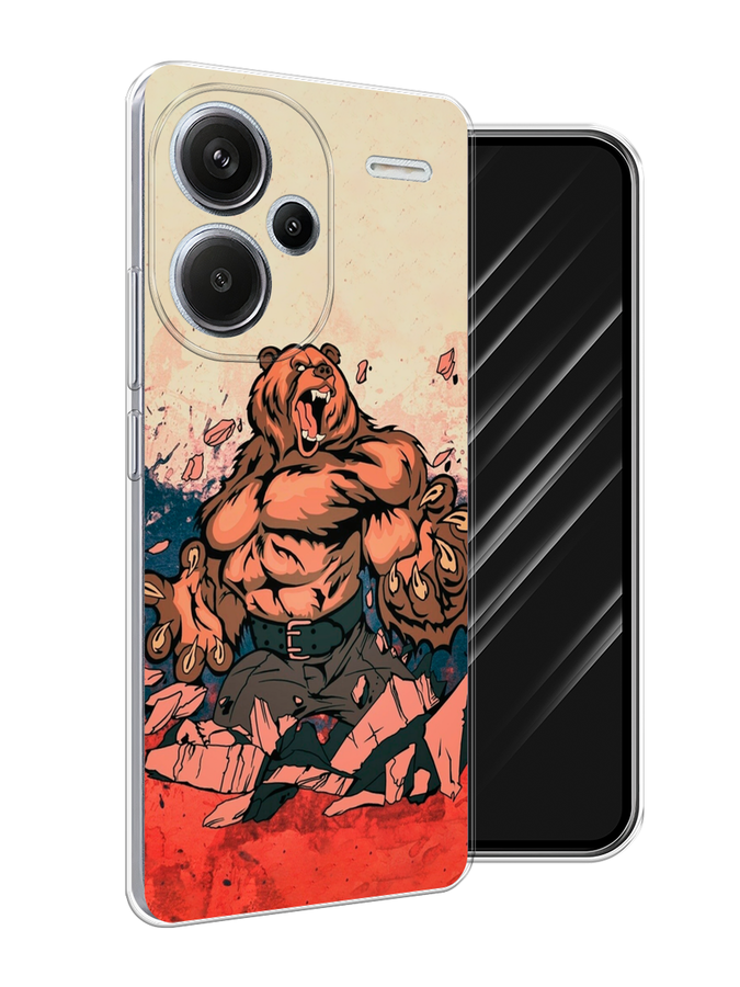 

Чехол Awog на Redmi Note 13 Pro+ "Медведь с флагом РФ", Коричневый;синий;красный, 320250-1
