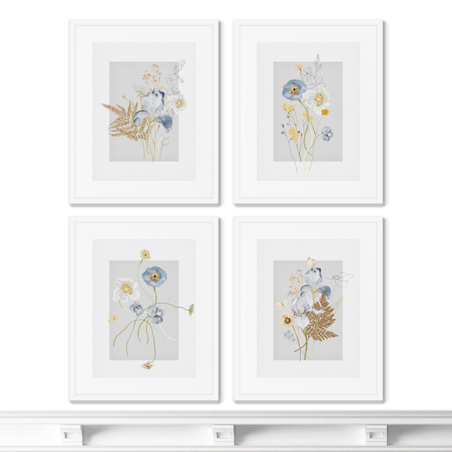 фото Репродукции картин в раме 2шт floral set in pale shades, no6 размер (каждой): 42х52см картины в квартиру