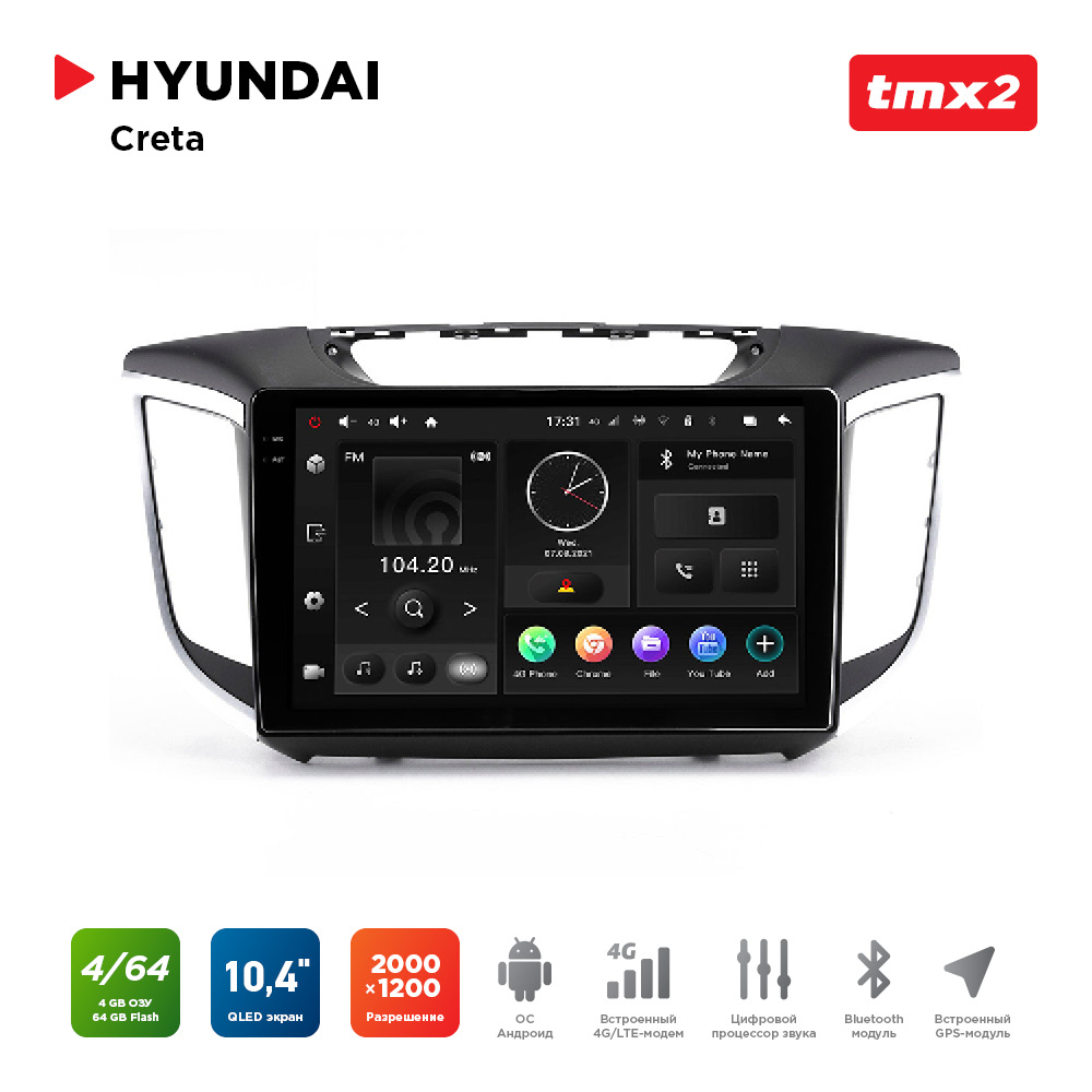 

ШГУ Hyundai Creta 16-21 (MAXIMUM Incar TMX2-2410-4) Android 10/2000*1200, BT, wi-fi, 4G, TMX2-2410-4