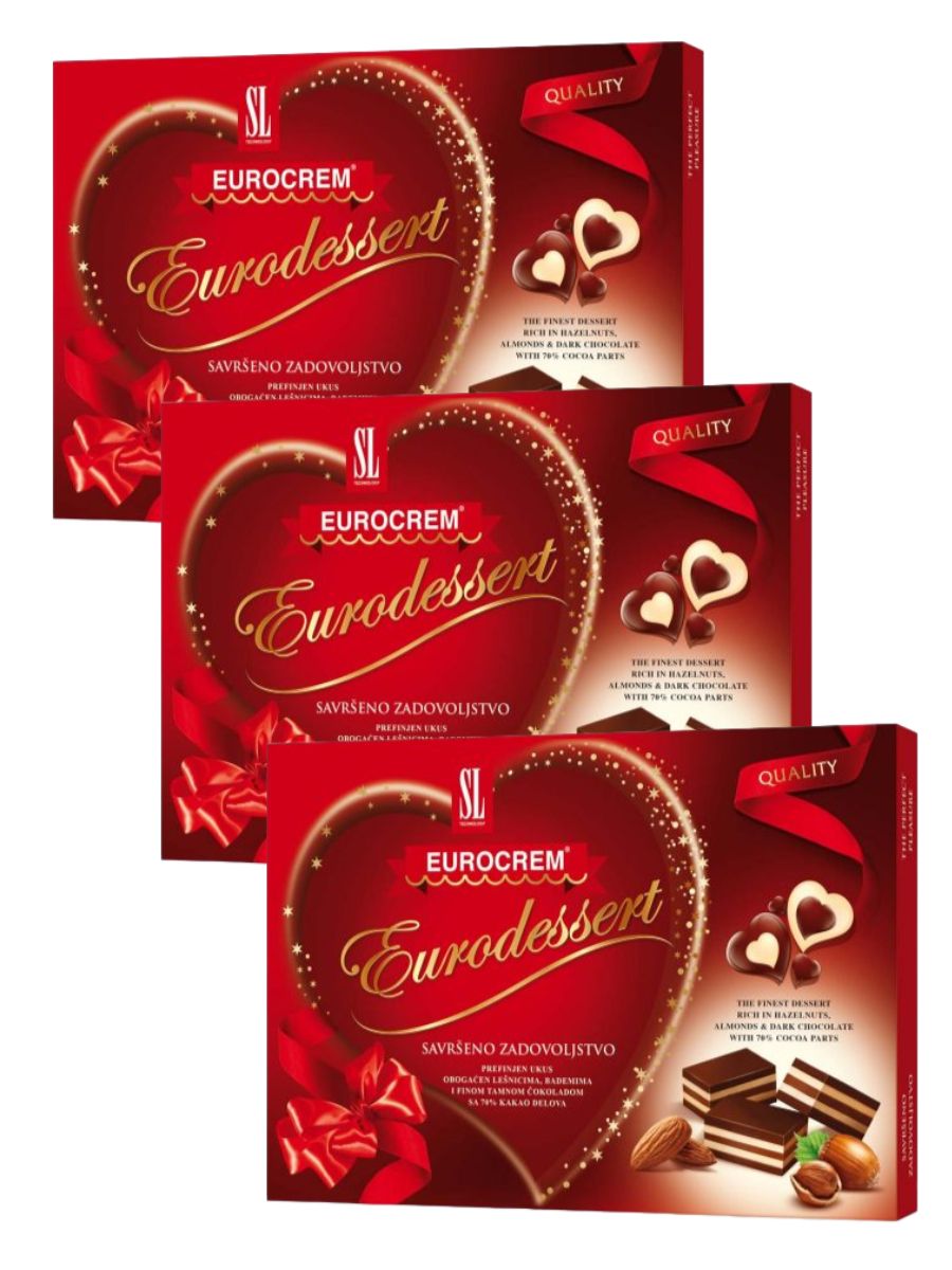 Конфеты Swisslion EURODESSERT какао-молочные с лесным орехом и миндалём, 3шт по 160г