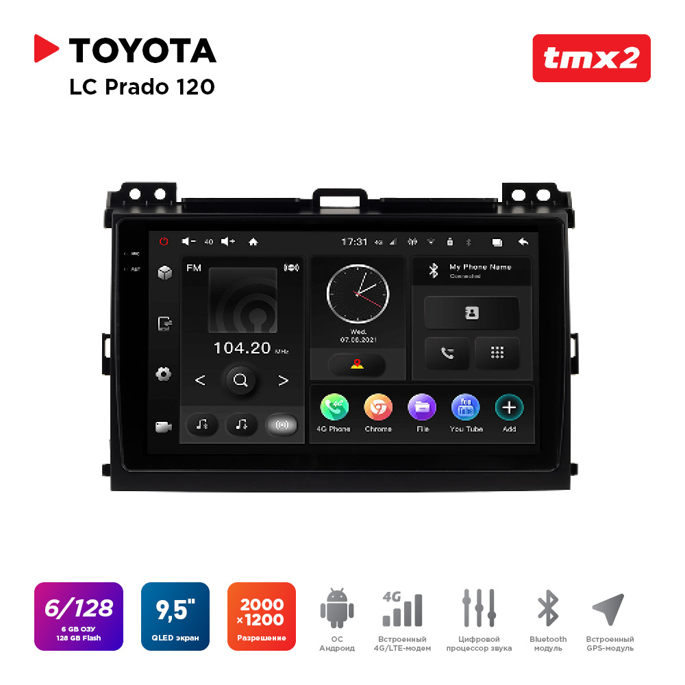 

ШГУ Toyota LC Prado 120 (MAXIMUM Incar TMX2-2209-6) Android 10/2000*1200, BT, wi-fi, 4G, TMX2-2209-6