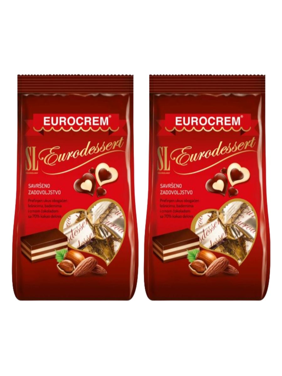 Конфеты Swisslion EURODESSERT какао-молочные с лесным орехом и миндалём, 2шт по 150г