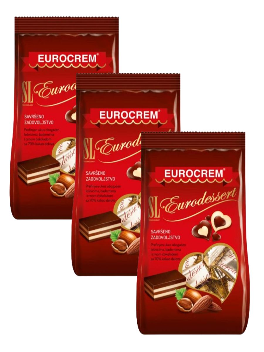 Конфеты Swisslion EURODESSERT какао-молочные с лесным орехом и миндалём, 3шт по 150г