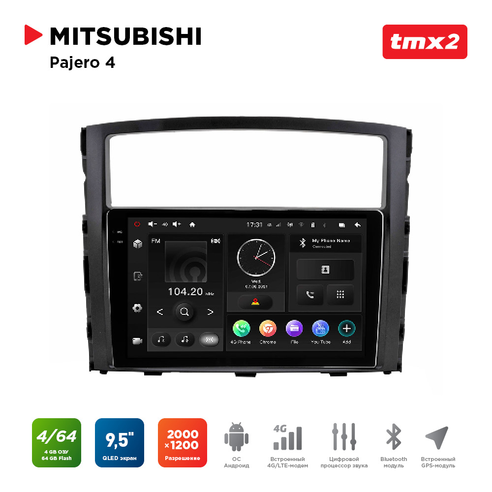 ШГУ Mitsubishi Pajero-4 MAXIMUM Incar TMX2-6104-4 Android 1020001200 BT wi-fi 4G 35590₽