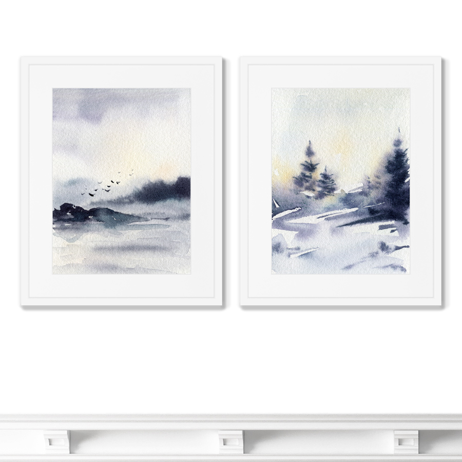 фото Набор из 2-х репродукций картин в раме earlier winter morning размер (каждой): 42х52см картины в квартиру