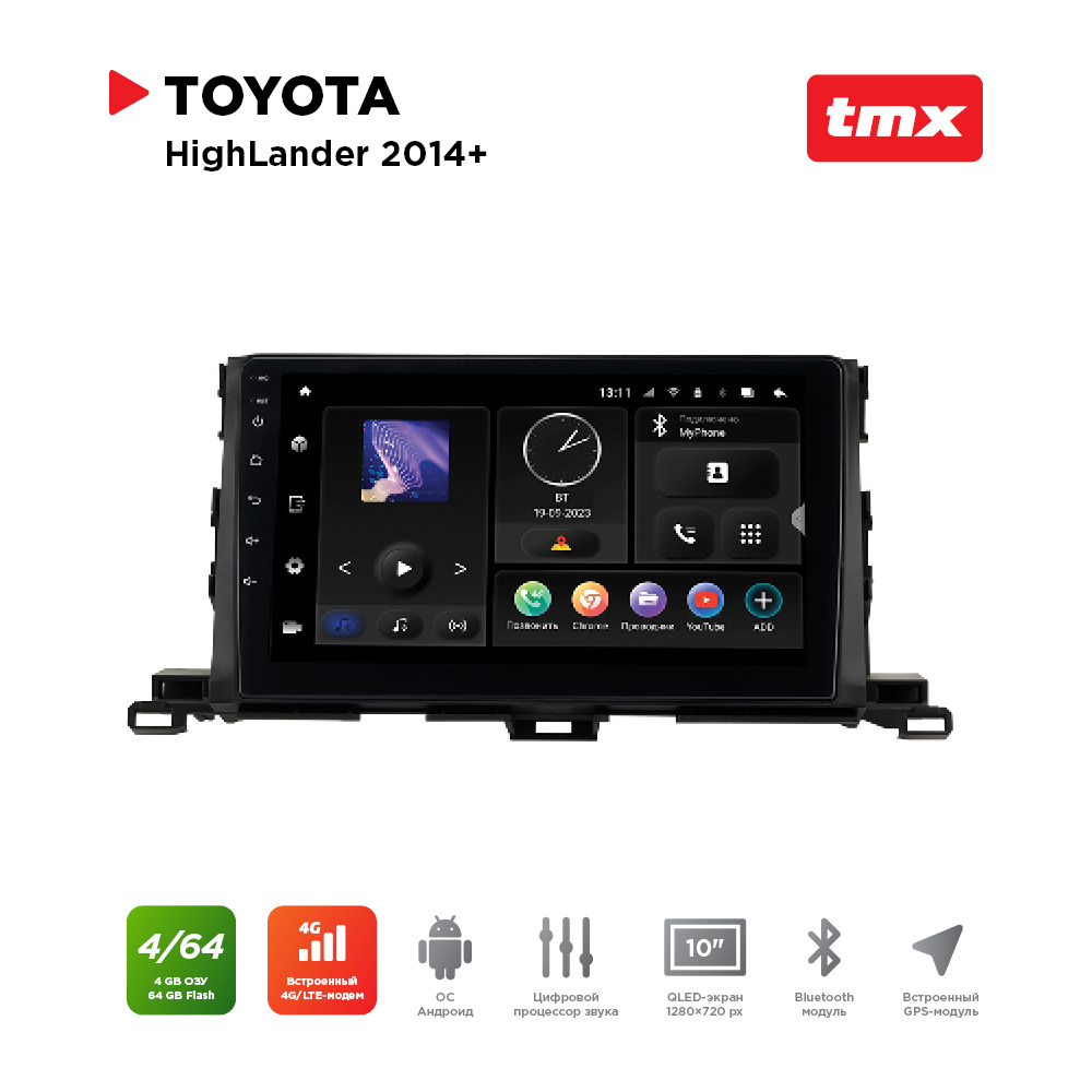 

ШГУ Toyota HighLander 14+ (MAXIMUM Incar TMX-2224-4) Android 10/1280*720, BT, wi-fi, 4G, TMX-2224-4