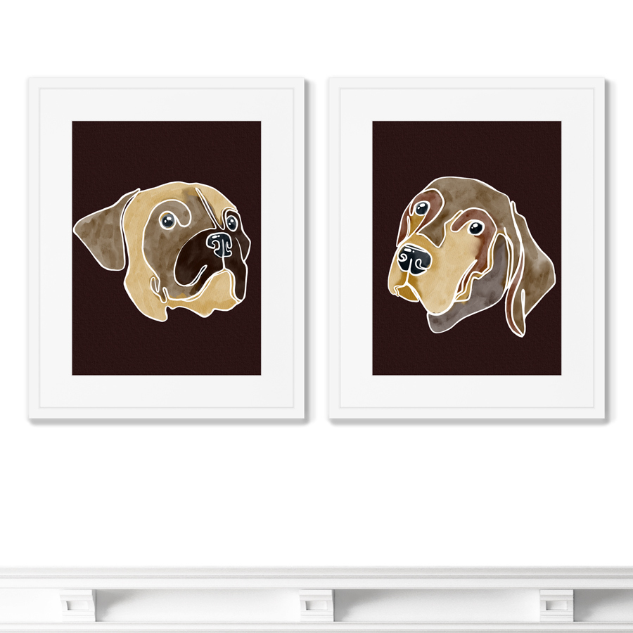 фото Набор из 2-х репродукций картин в раме happy dogs, no2 размер (каждой) картины: 42х52см картины в квартиру