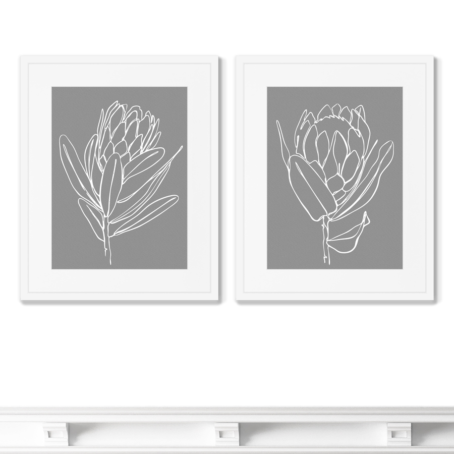 фото Набор из 2-х репродукций картин в раме minimalistic flower couple размер (каждой): 42х52см картины в квартиру