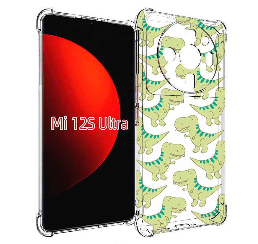 

Чехол MyPads зеленые-динозаврики для Xiaomi 12S Ultra, Прозрачный, Tocco