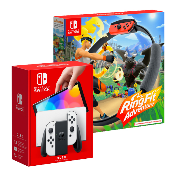 фото Игровая приставка nintendo switch oled 64 гб, белый + геймпад ring fit adventure nobrand