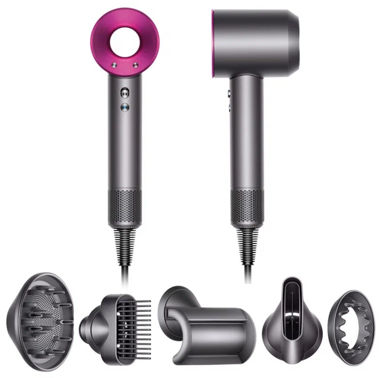 фото Фен dyson hd07 1600 вт серебристый, розовый