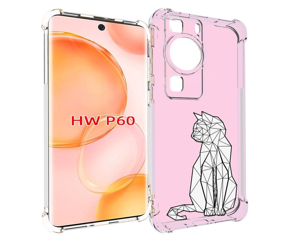 

Чехол MyPads белый котик с гранями для Huawei P60, Tocco