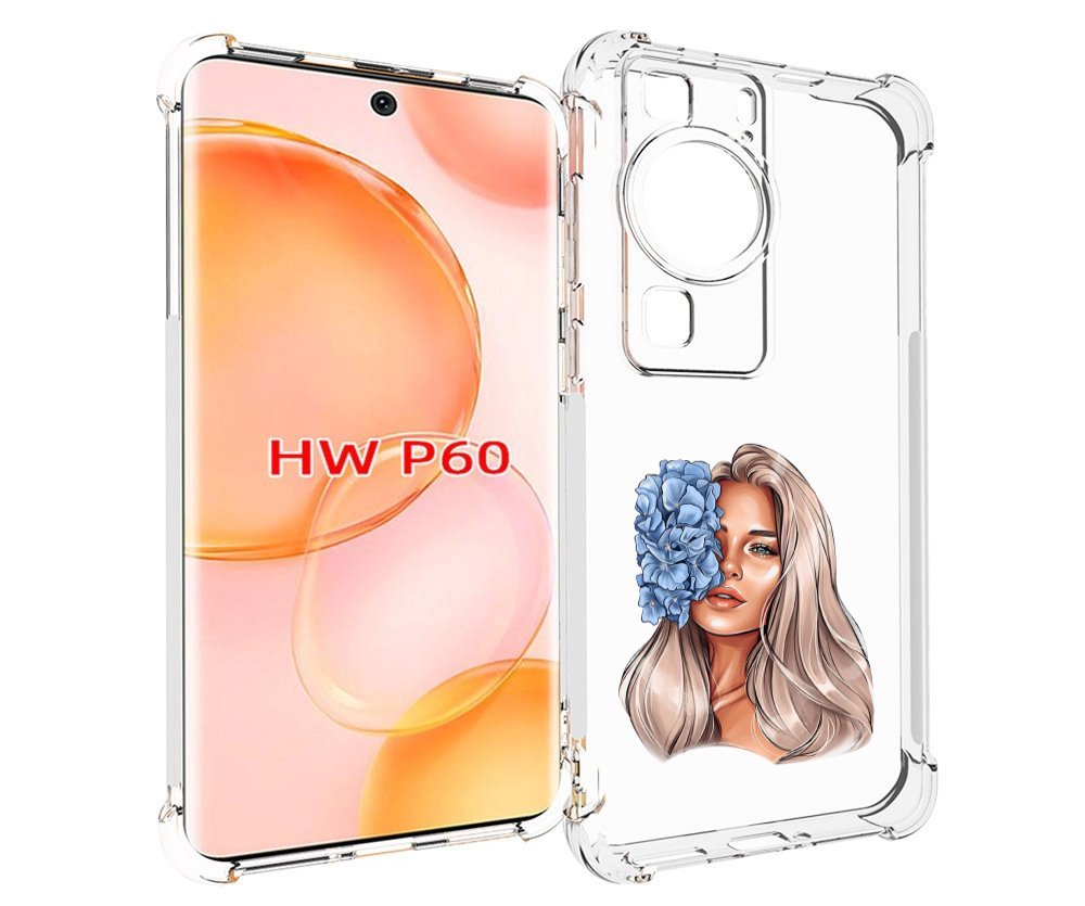 

Чехол MyPads блондинка-с-голубыми-цветами женский для Huawei P60, Tocco