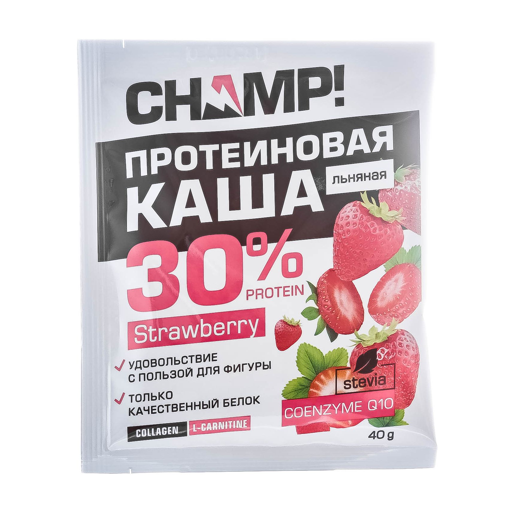 Льнаная каша Champ! С коэнзимом Q10 40 г клубника