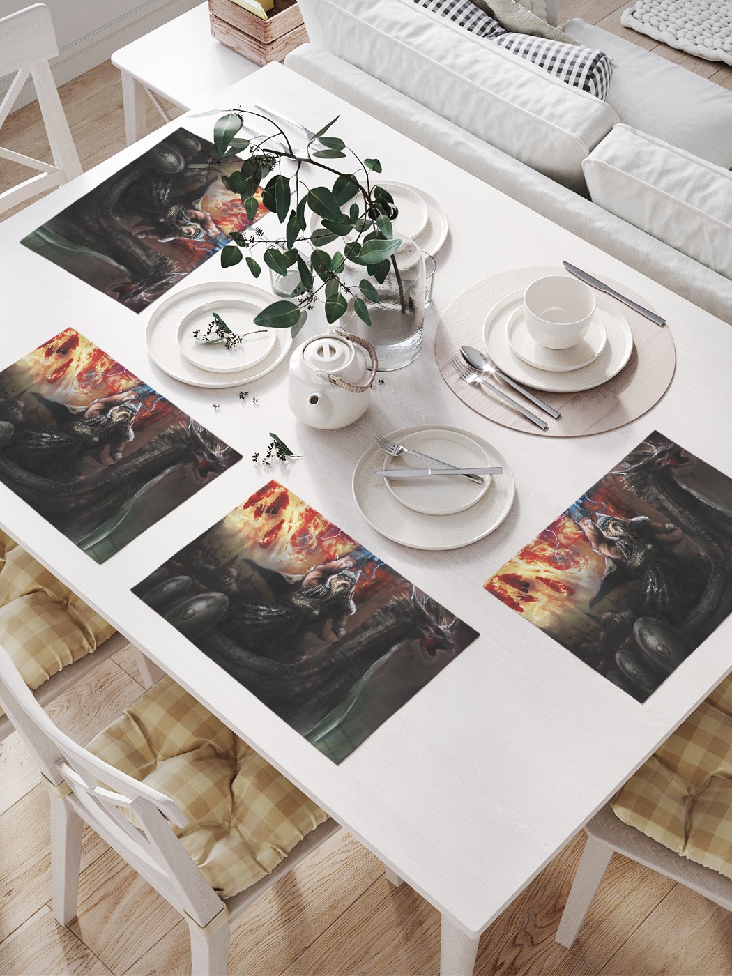фото Joyarty комплект салфеток для сервировки стола «драккар викингов» (32х46 см, 4 шт.)