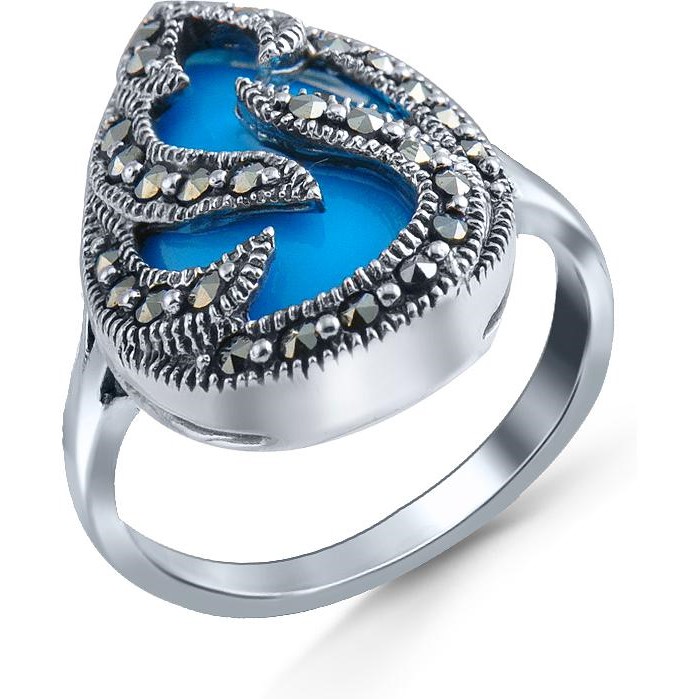 

Кольцо из серебра р. 19 Silver Wings 210012-318-39, марказит\бирюза, 210012-318-39
