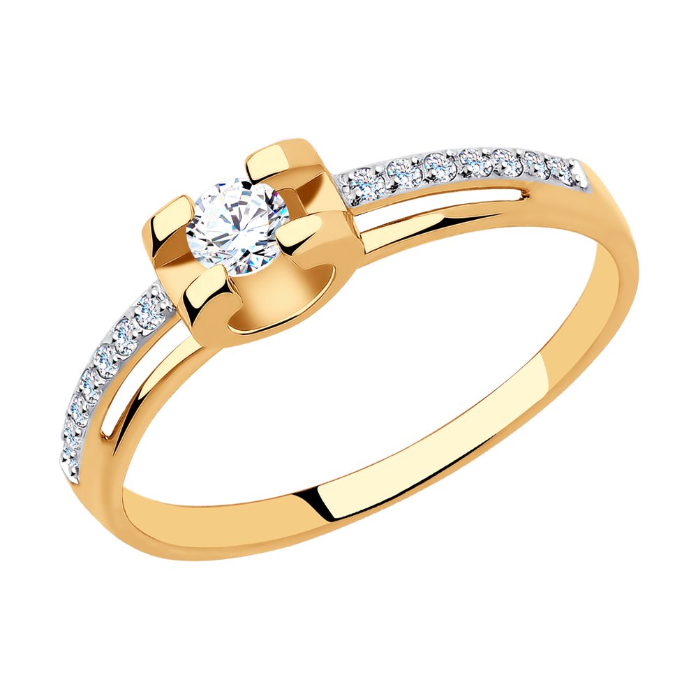 

Кольцо помолвочное из желтого золота с фианитом р. 19 SOKOLOV 018500, 018500