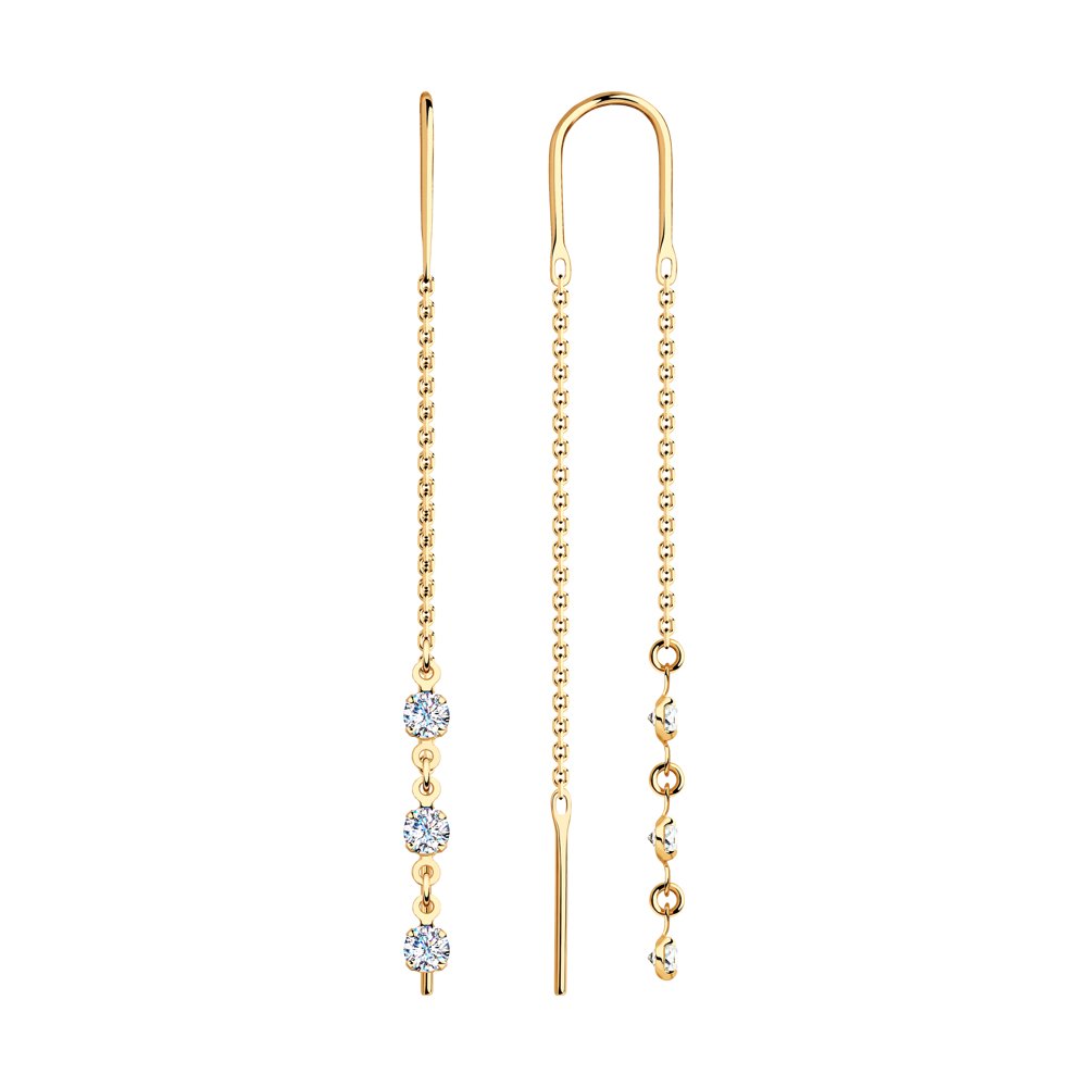 Серьги женские из золота SOKOLOV 022807, фианит