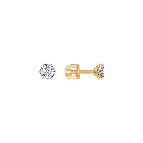 

Серьги пусеты из желтого золота SOKOLOV 026933, фианит, 026933