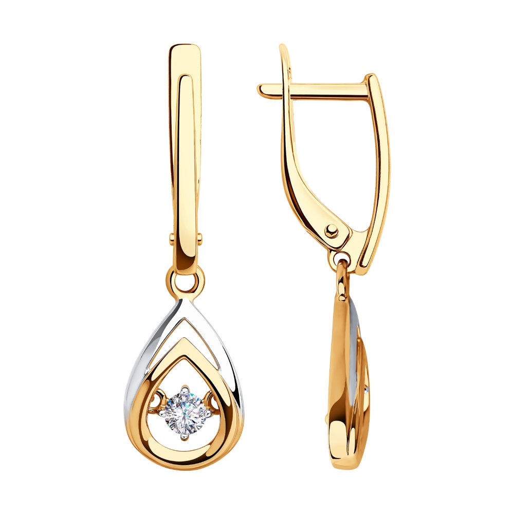 

Серьги подвески из желтого золота SOKOLOV 028240, фианит, 028240