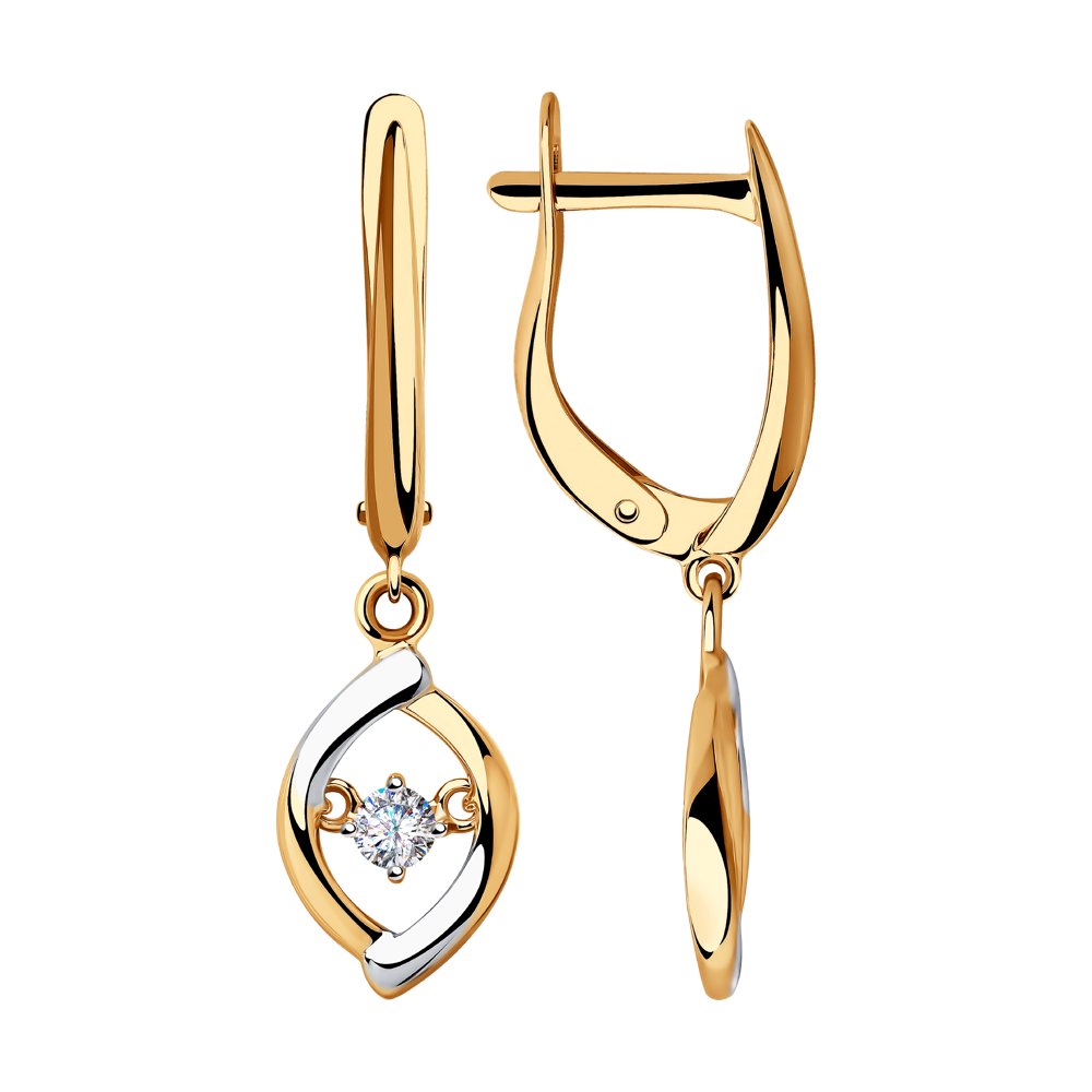 

Серьги подвески из желтого золота SOKOLOV 028350, фианит, 028350