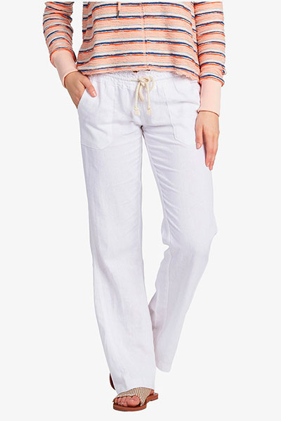 фото Штаны широкие женские roxy oceanside pant sea salt, белый, m