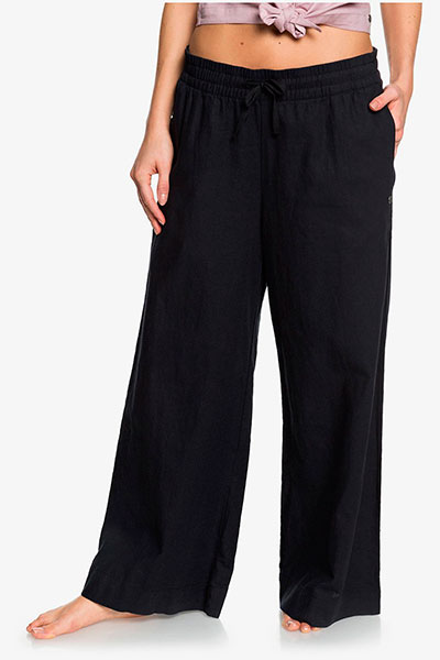 фото Женские укороченные брюки с широкими штанинами great past roxy, черный, m