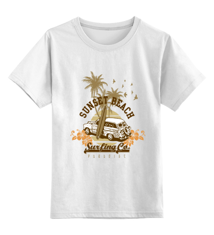 Детская футболка классическая Printio ....sunset beach....пляж, р. 128