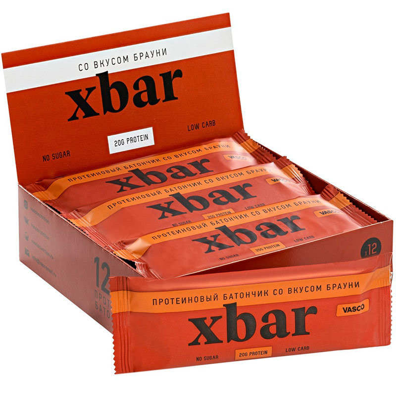 

Батончик Vasco Xbar 12 0,06 г, 12 шт., брауни, Xbar 12