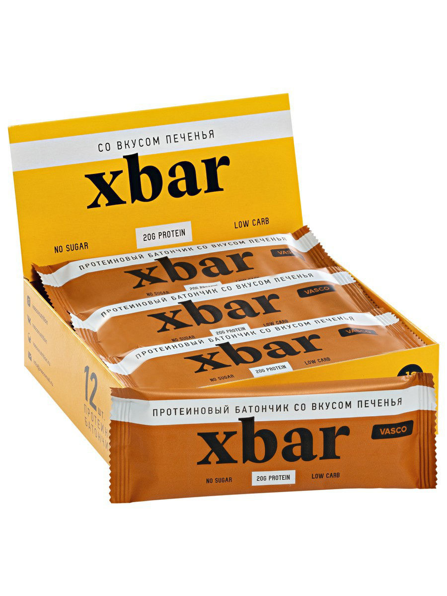 

Батончик Vasco Xbar 12 0,06 г, 12 шт., печенье, Xbar 12