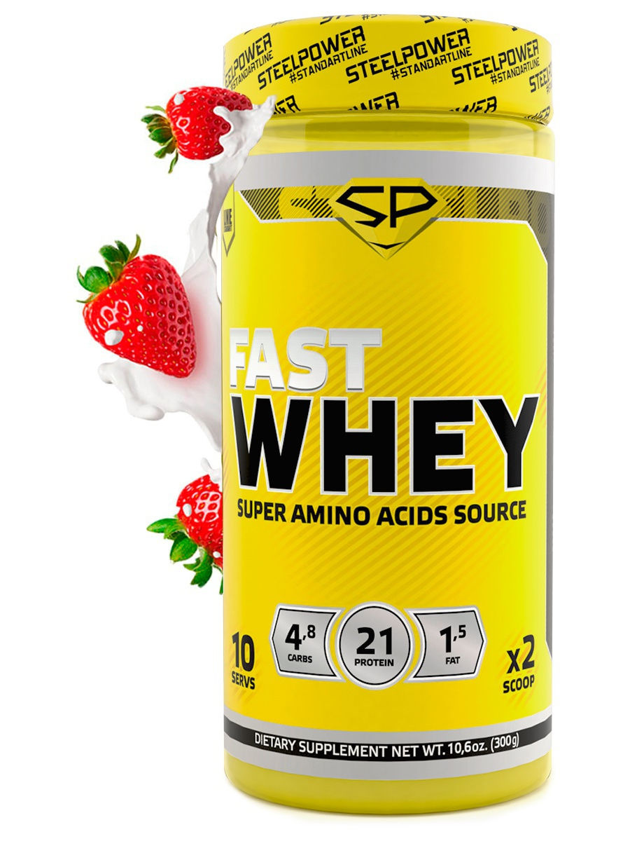 фото Протеин steel power nutrition fast whey, 300 г, strawberry with cream