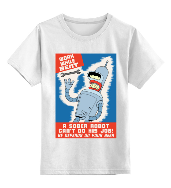 

Детская футболка классическая Printio Bender трезв, р. 104, Белый, 0000000641907