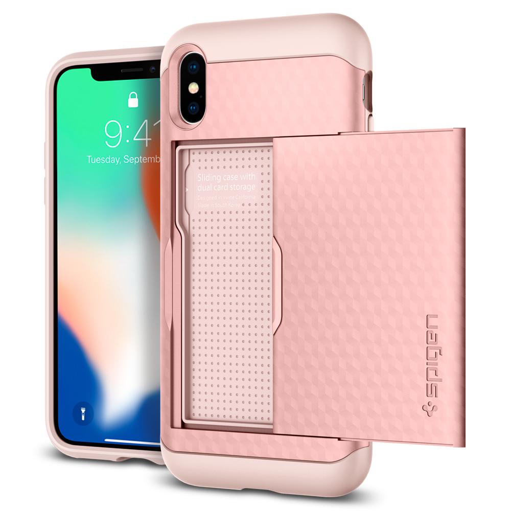 фото Чехол spigen для iphone x / xs - crystal wallet - розовое золото - 057cs22152