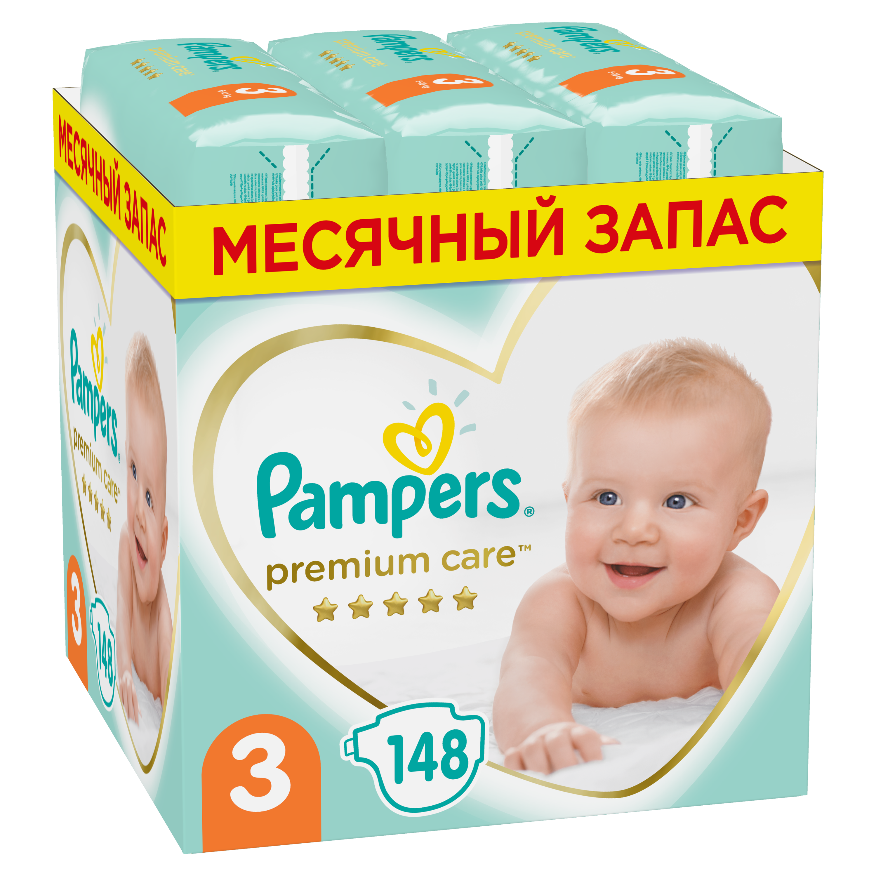 фото Подгузники pampers premium care 3 (6-10 кг), 148 шт.