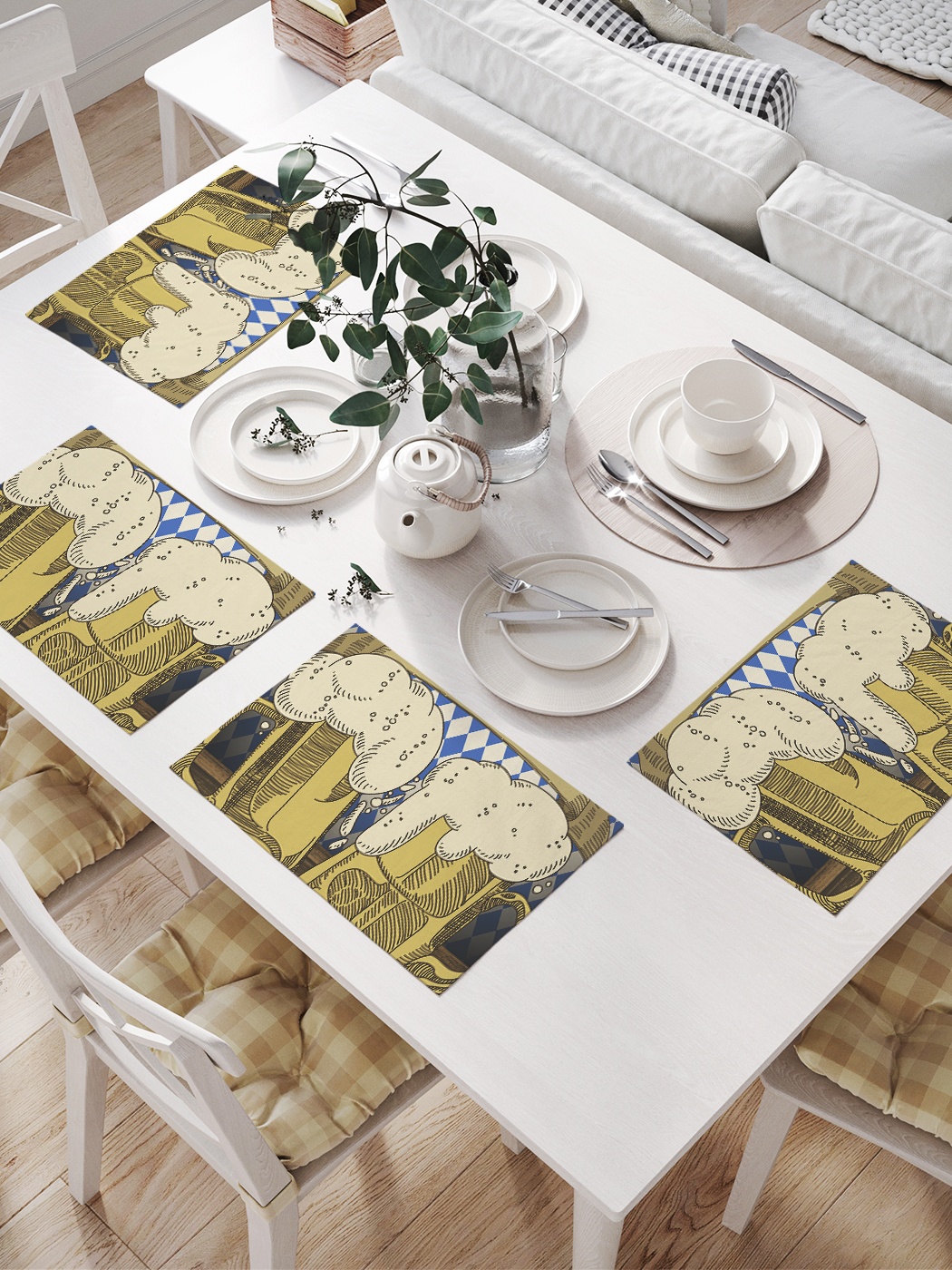 

Комплект салфеток для сервировки стола «Присоединяйтесь к Октоберфесту» (32х46 см, 4 шт.), Желтый;синий