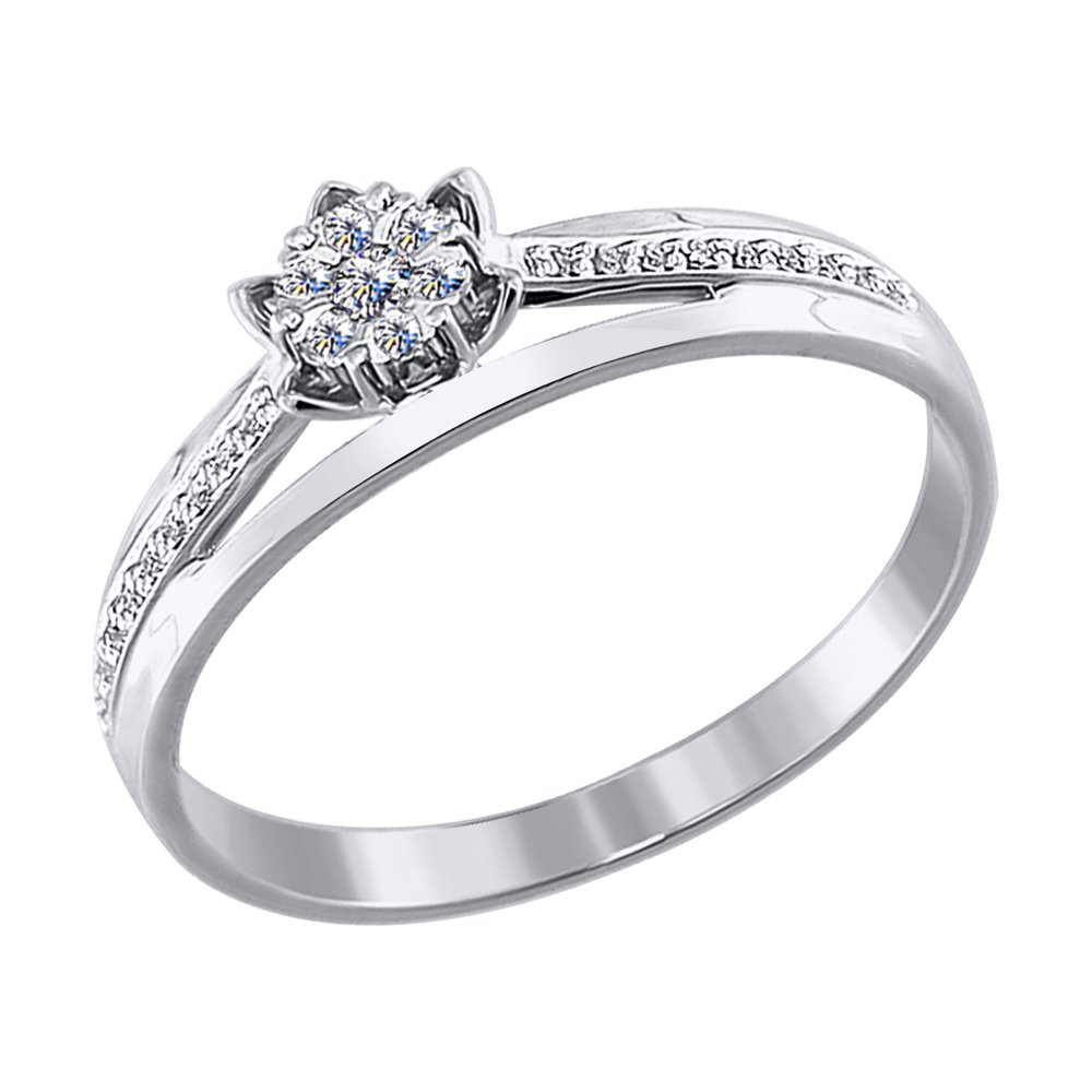 Кольцо помолвочное из белого золота с бриллиантом р. 18 SOKOLOV Diamonds 1011730