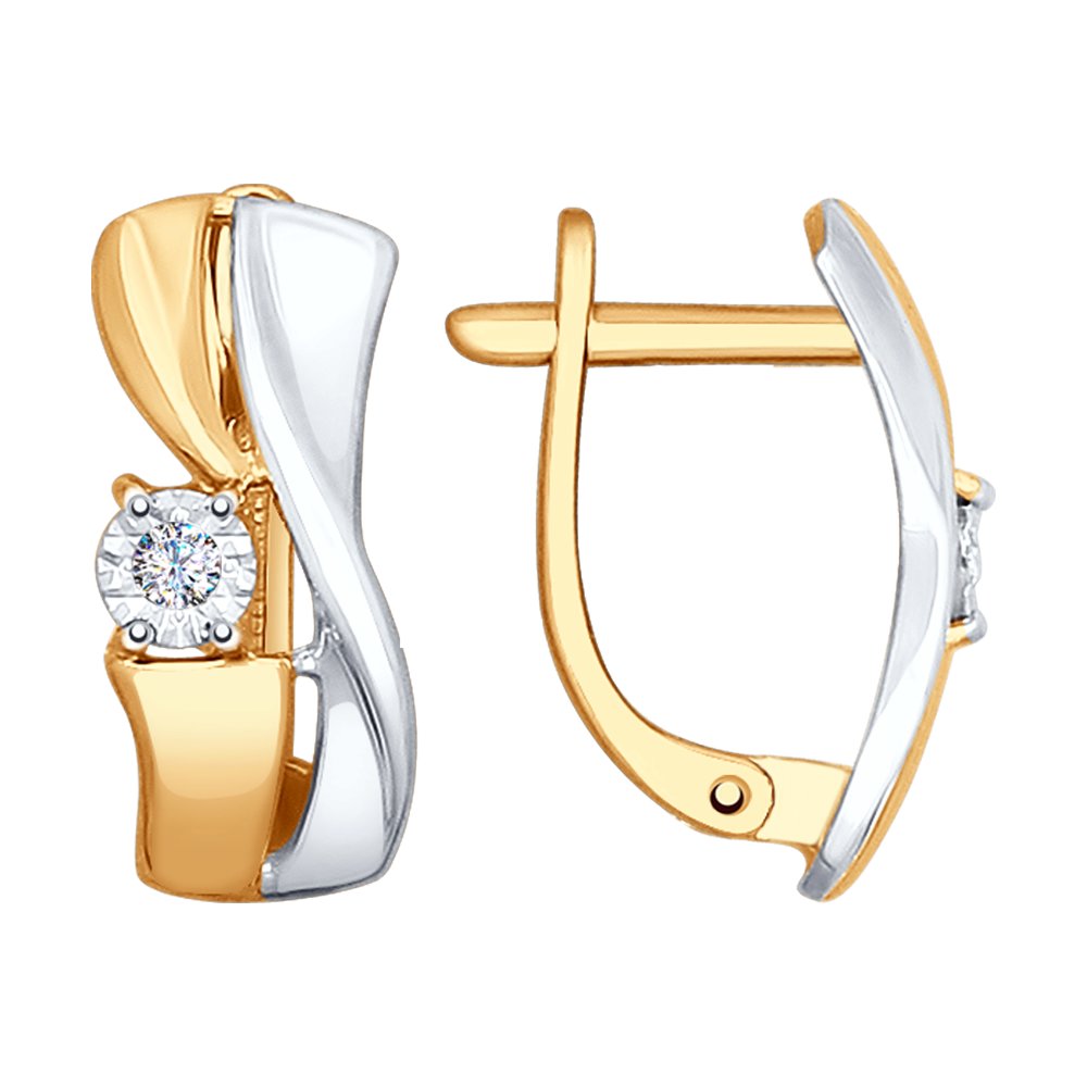 

Серьги из комбинированного золоа SOKOLOV Diamonds 1021074, бриллиант, 1021074
