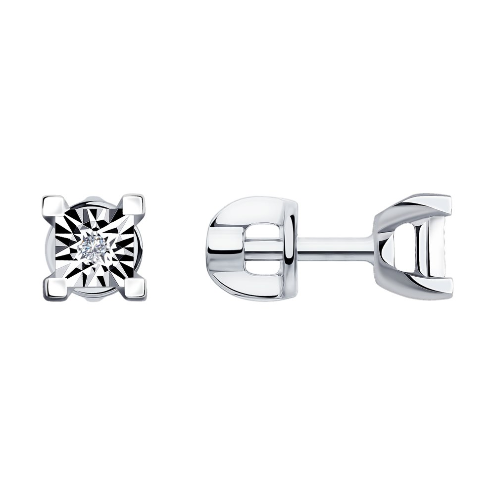 

Серьги пусеты из белого золота SOKOLOV Diamonds 1021546, бриллиант, 1021546