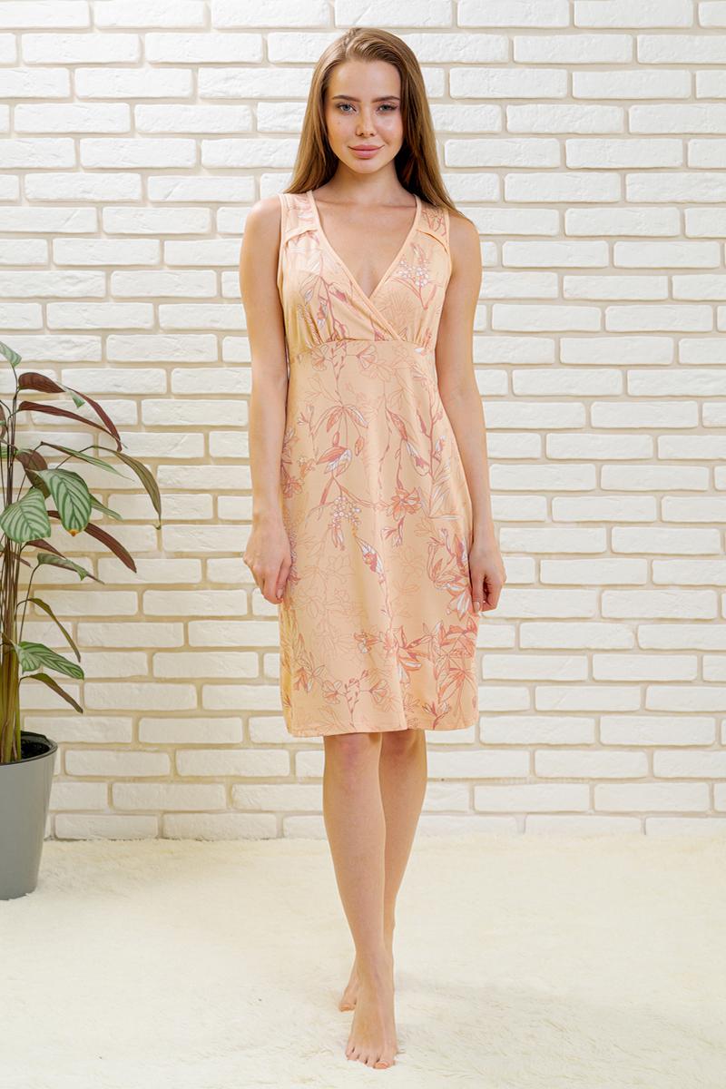 

Ночная сорочка женская LikaDress 6576 оранжевая 44, Оранжевый, 6576