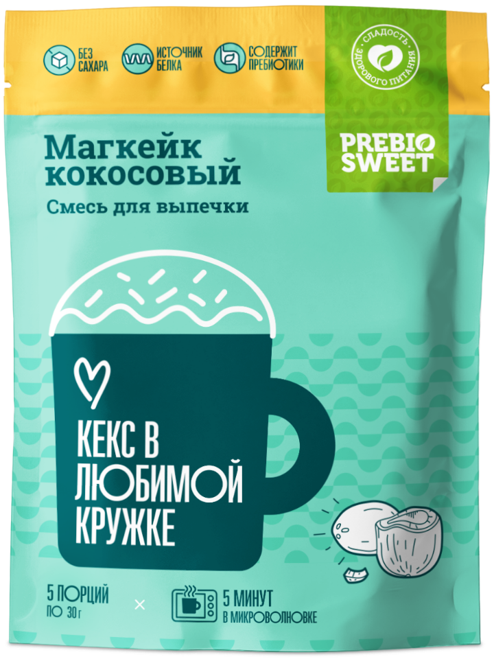 

Смесь сухая для выпечки "Магкейк кокосовый" Пребиосвит (Prebiosweet), 150 г