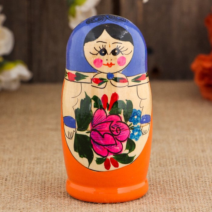 

Деревянная игрушка Sima-land Матрёшка Семёновская, голубой платок, 5 кукол, 7 см
