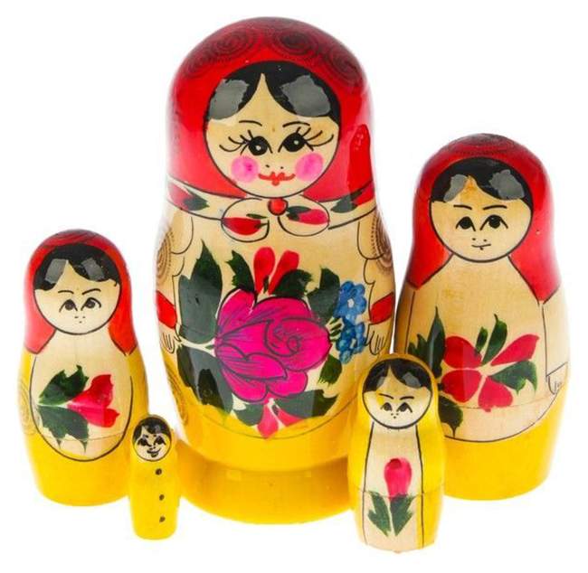 Деревянная игрушка Sima-land Матрёшка Семёновская, желтый платок, 5 кукол, 10 см
