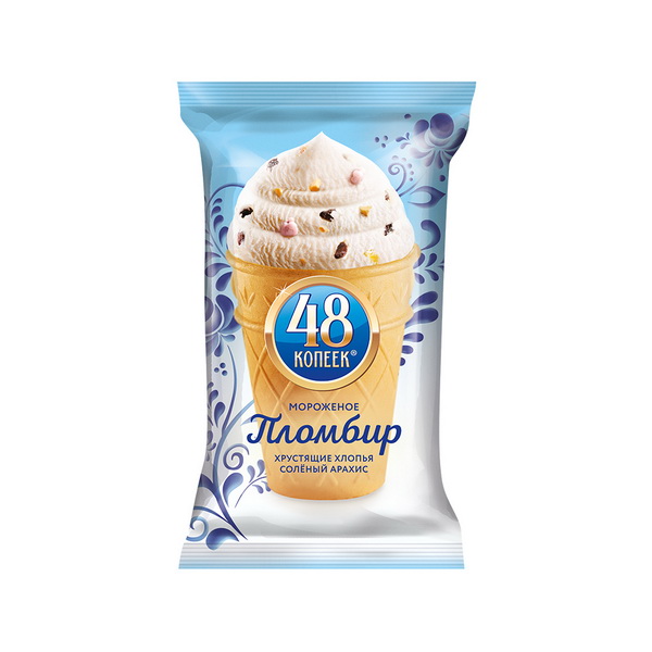 

Мороженое 48 копеек в вафельном стаканчике пломбир хрустящие хлопья, соленый арахис 170 мл
