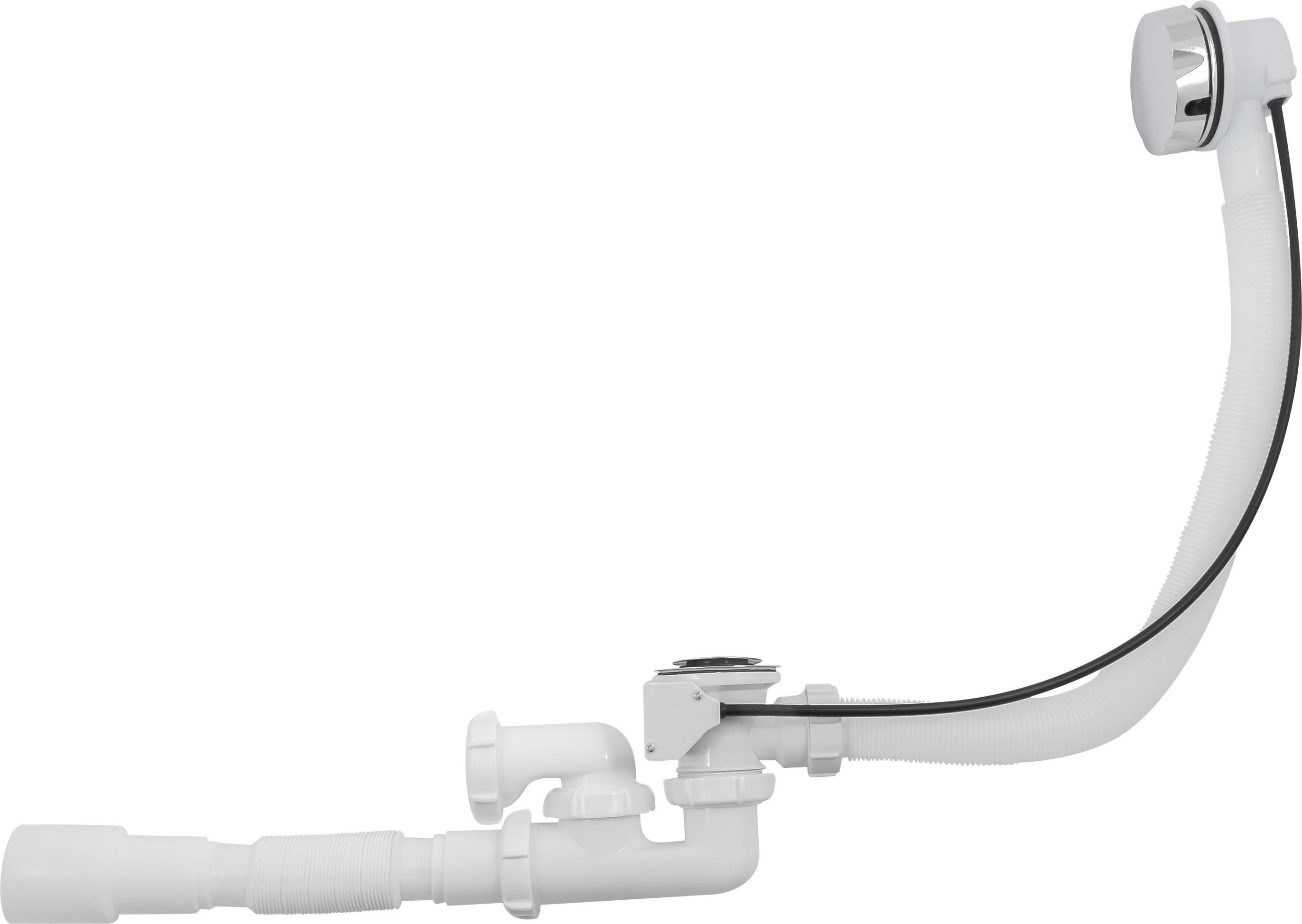 фото Сифон aquant для ванны регулируемый с переливом полуавтоматом с г.т 40х40/50 белый