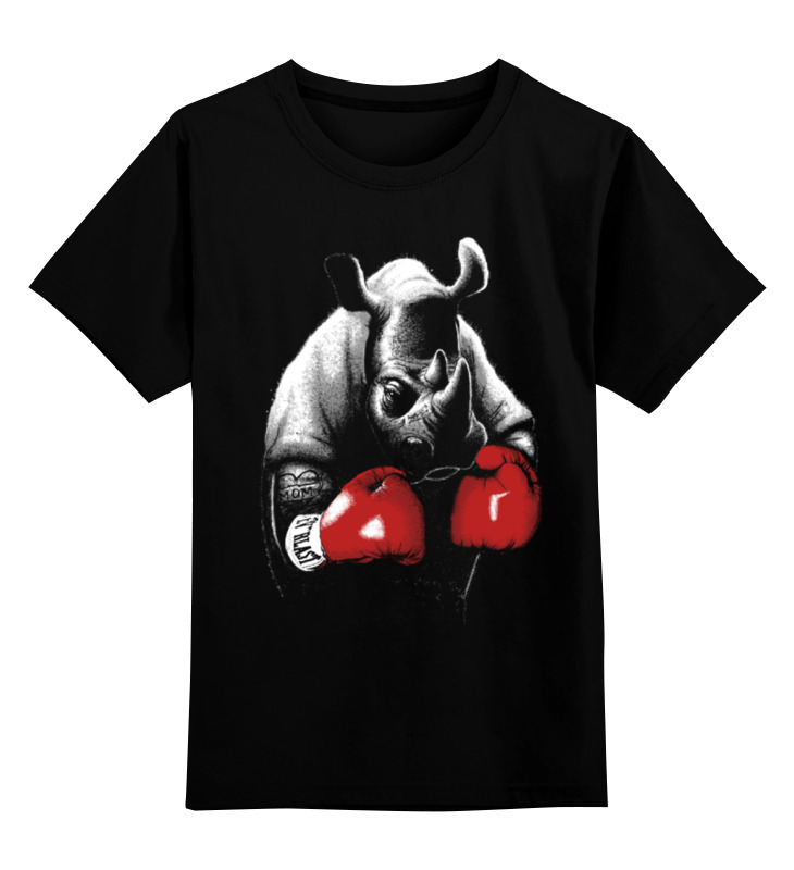 фото Детская футболка классическая printio носорог боксёр, р. 140