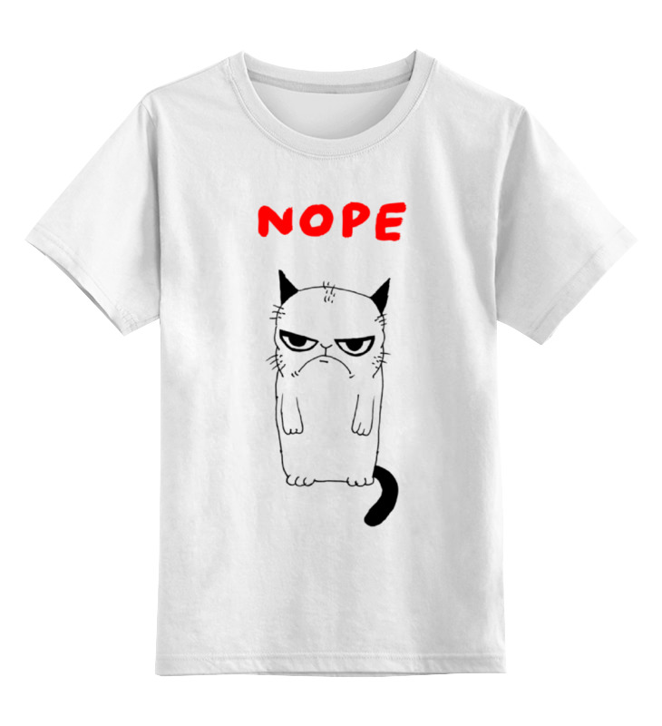 Купить 0000000649950, Детская футболка классическая Printio Угрюмый кот, р. 128,