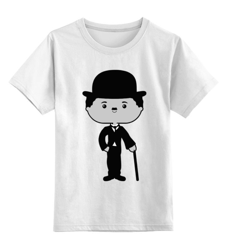 Классическая детская футболка с изображением Чарли Чаплина, размер 128.