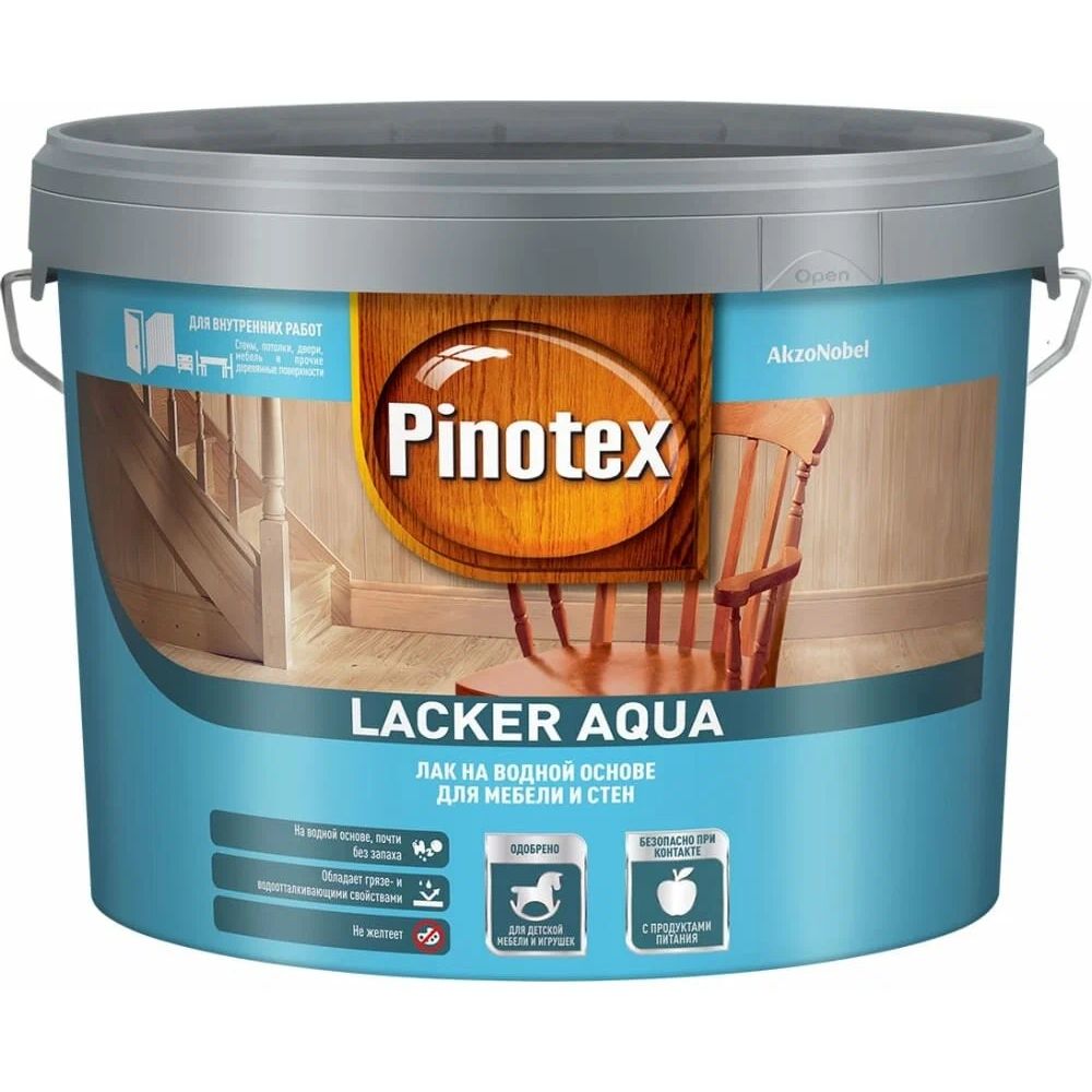 Лак для мебели и стен Pinotex Lacker Aqua 10 на водной основе, матовый, 9 л декор на клеевой основе