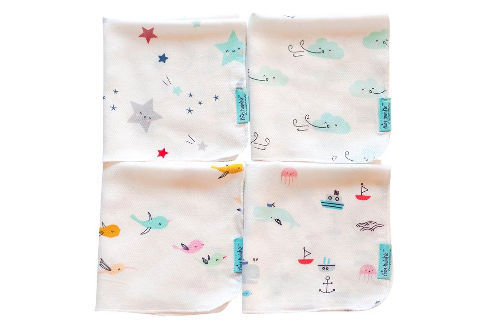 Комплект платочков TinyTwinkle SeaLife+Bird+Twinkle Star+Cloud 33х36, 4 шт.